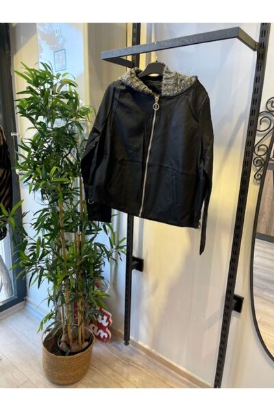 BEBE PLUS Faux Leather Jacket Hooded