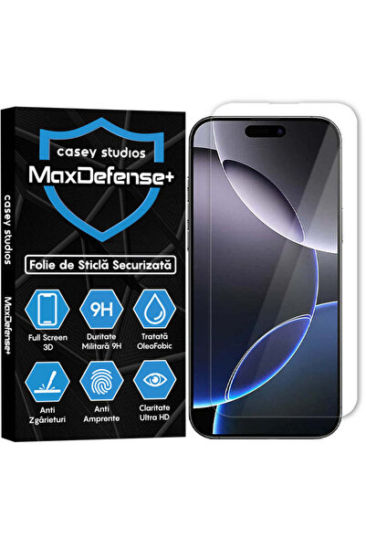 Casey Studios Folie Sticla iPhone 16 Pro Max, Full Cover 3D, Ultra HD, Anti Zgarieturi, Anti Socuri, Transparent