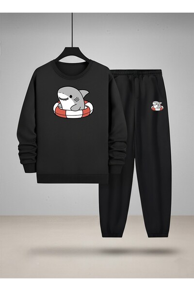 LORVEX Children's Crew Neck Set Sweatshirt and Sweatpants Cute Shark Ba Print...