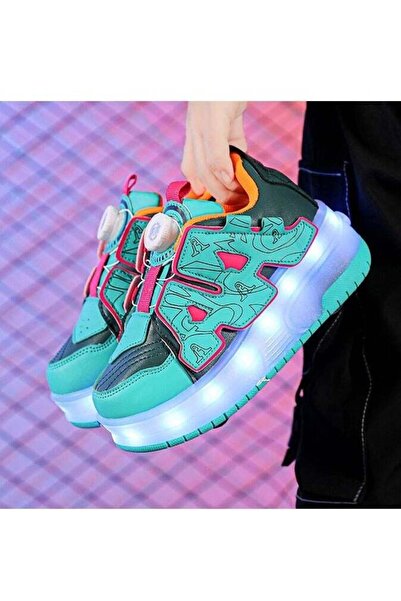 Little Rockz Kids Two Wheel Roller Shoes Rechargeable LED Flash Light Sneaker Skate Heelys Shoes