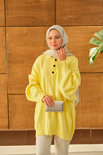 LOCCO Women's Polo Neck Tunic Yellow