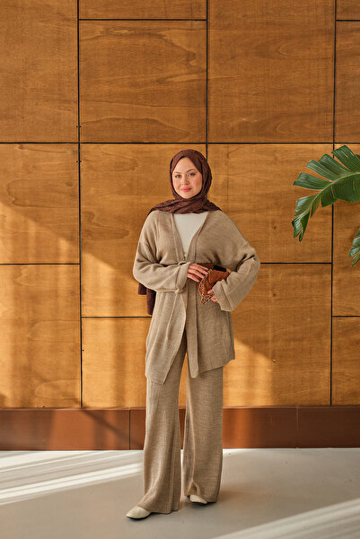 LOCCO Women's Waist-Tie Kimono Set Mink