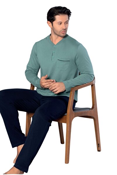 melodi 100% Cotton Long Sleeve Men's Pajama Set