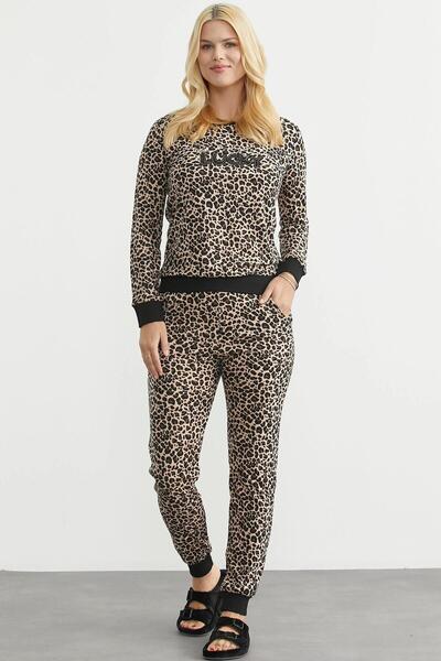 Sementa 76509 Lucky Leopard Patterned Pajama Set with Straps on the Legs