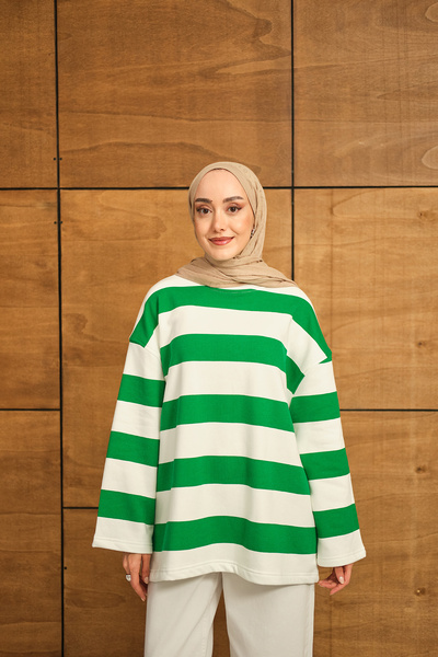 LOCCO Thick Striped Sweat Green
