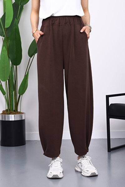 İmajButik Brown Elastic Waist Pocket Trousers