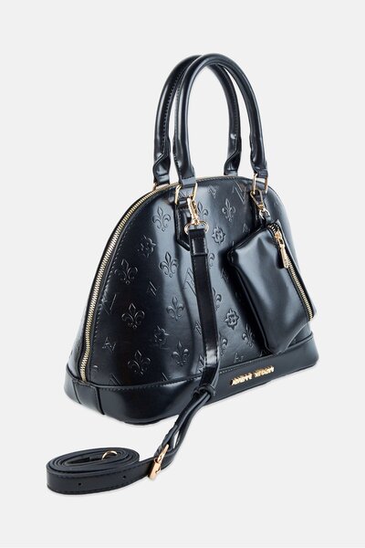 Adrienne Vittadini Women Brand Logo Satchel Bag With Pouch, Black