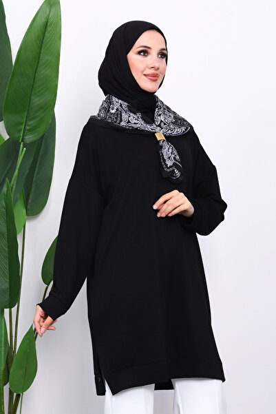 İmajButik Black Crew Neck Modal Tunic