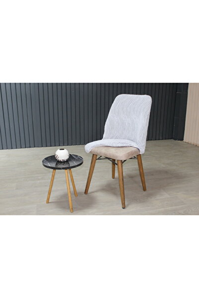 Yellow Home OVAL SANDALYE KILIFI JAKAR 6'LI SET KIRIK BEYAZ