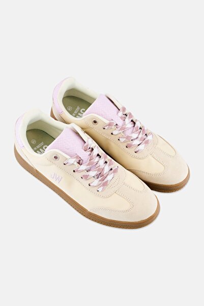 JASON WU Women Embroidered Logo Lace Up Casual Shoes, Cream