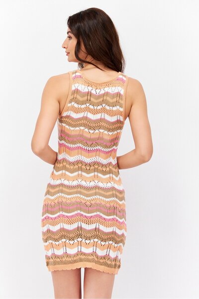 Ultra Flirt Women Knitted Mini Dress, Orange Combo