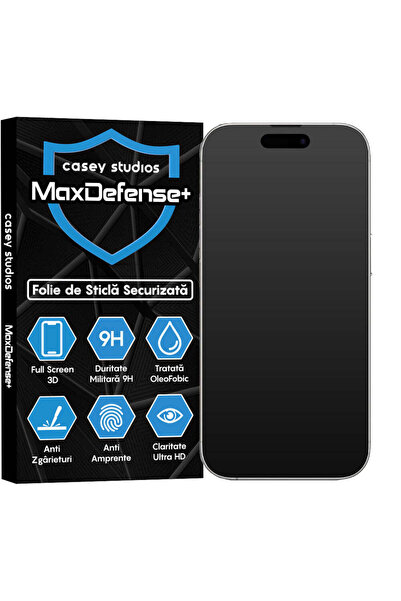 Casey Studios Folie Sticla Mata iPhone 16, Full Cover 3D, Ultra HD, Anti Zgar...