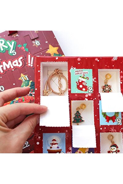 miraza Advent Calendar Jewelry, 24 Days of Surprises, Kit for Making Charm Bracelets, Pendants, Gold