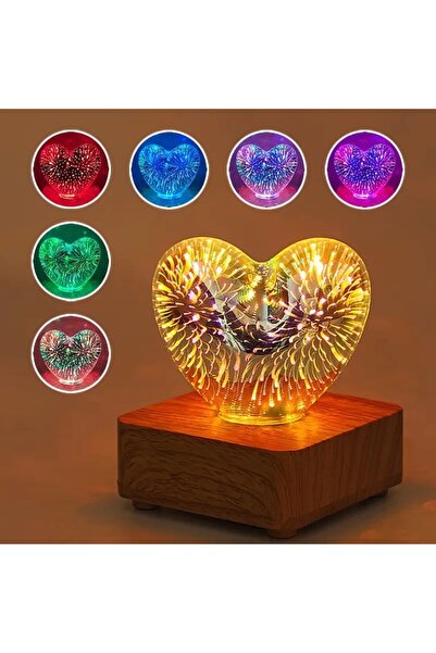 miraza 3D Heart Lamp, 3D Projection Night Light, Changeable Colorful Lights, Romantic Gift, 9x11 cm
