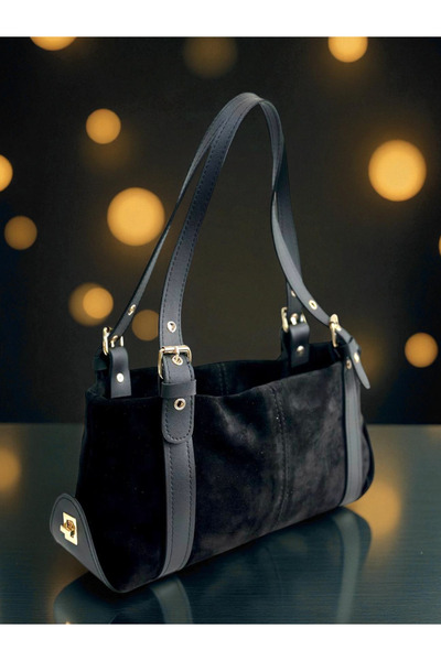 HFKY Γυναικεία τσάντα χειρός και ώμου. Τσάντα από μινκ σουέντ.