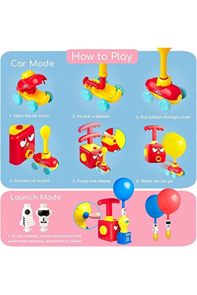 Generic Plus Point Balloon-Powered Car Launcher Toy, Multicolor ABS Plastic