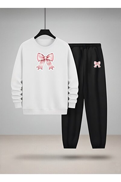 LORVEX Дівчачий велосипедний комір Світшот і спортивний костюм РОЗОВИЙ БАНТ З...