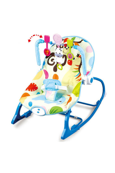 LITTLE ANGEL - كرسي هزاز ومقعد للأطفال مع ألعاب - أزرق