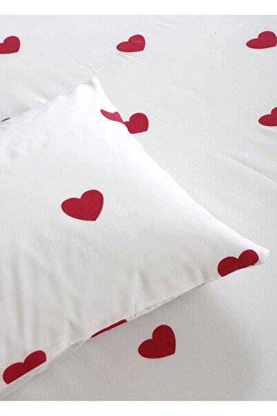 Gloriys Home & Decor Heart-Patterned King Size Double Fitted Sheet Set