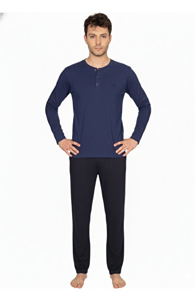 vory Men's Long Sleeve Round Button Collar Home Wear Bottom Top Set Vr.A10.N01.Y01.D10