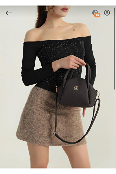 paris dünyası Vera Acıkahve renk suni deri el kol ve çapraz omuz çanta