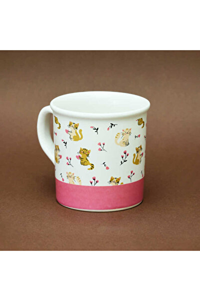 Yeşilay Kedi Desenli Pembe Seramik Kupa