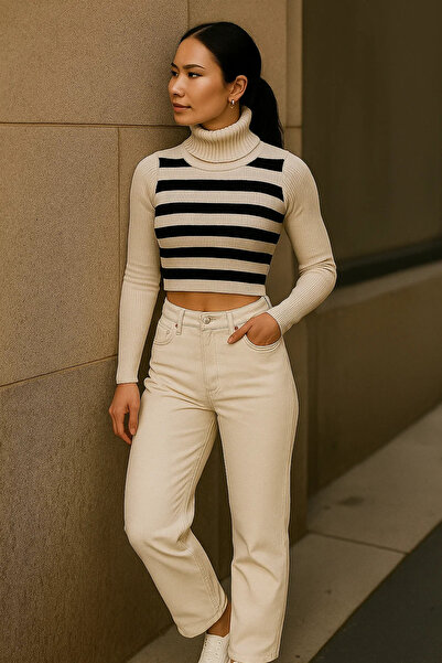 XRAY JEANS Γυναικείο casual φαρδύ κρεμ παντελόνι τζιν