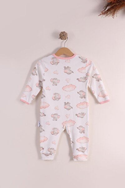 kidello Pink Elephant Printed Zippered Girls' Jumpsuit Combed Cotton Set of 3 Sleeping Suits 9 Months 12 Months 18 Months