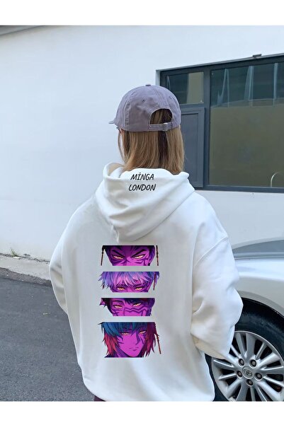 Minga London Unisex Demon Hunter Style Colorat cu imprimeu Alb supradimension...