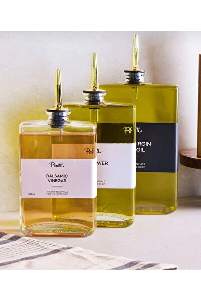 molive Molivet 3'lü Gold Kapak Cam Yağdanlık Sosluk Sirkelik 350-500-750 ml