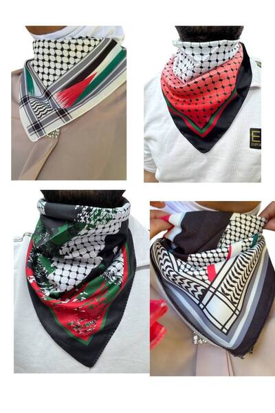 ALDAYER 4 Palestine Themed Scarves 50X50 Puşi