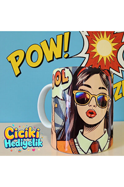 ciciki hediyelik Pop Art Patterned 3D Effect Gift Mug