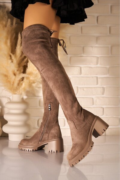 Joana Azura Women's Trendy Khaki Faux Suede Boots