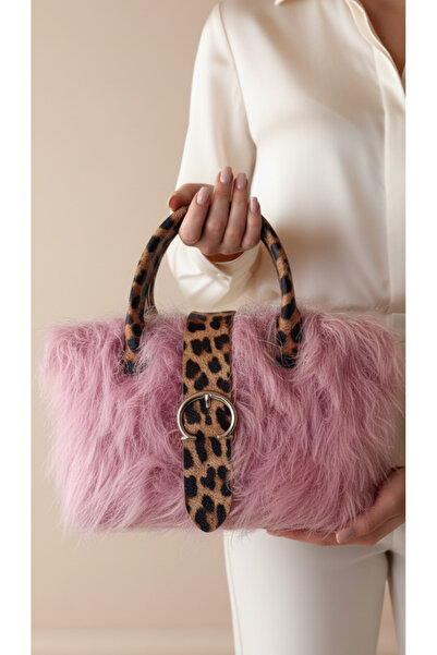 Talinhandmade Leoparlı Detaylı Teddy Kürk Çanta – Safari Esintisiyle Sıcak Do...
