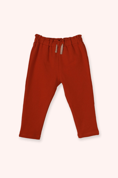 Panço Kız Bebek Simli Kordon Detaylı Kiremit Eşofman Altı