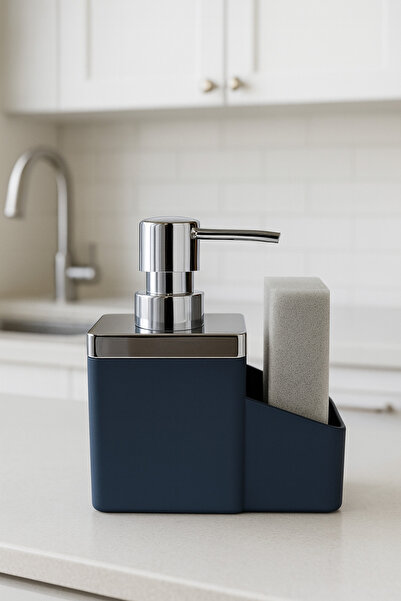 CEZVE HOME Acrylic Liquid Soap Dispenser with Sponge Compartment and Pump - Bathroom Kitchen Sink Soap Dispenser