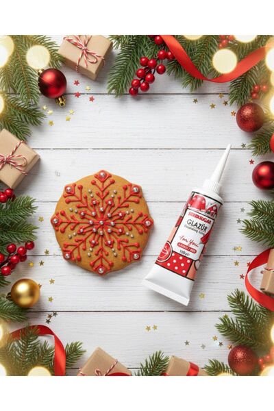 ŞEKER & SUGAR Şeker&Sugar Yılbaşı Kurabiye ve Cupcake için Yenilebilir KIRMIZI GLAZÜR (100gr)