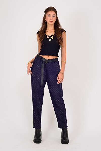 Park Moda 8614 Belt-Detail Stone-Embroidered Pants