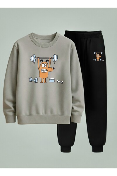 LORVEX Set de trening pentru copii cu guler rotund tricou și pantaloni de tre...