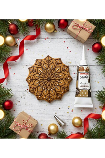 ŞEKER & SUGAR Şeker&Sugar Yılbaşı Kurabiye ve Cupcake için Yenilebilir KAHVERENGİ GLAZÜR (100gr)
