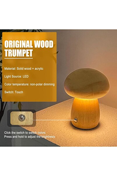 OEM Luolety LED Lamp, Wood, Touch Switch, 3 Adjustable Colors, 3W, USB Charging, Color