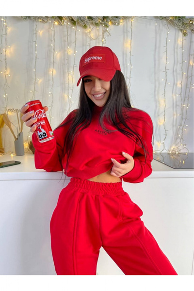 embody Women's cotton tracksuit, two-piece set, Mood, red