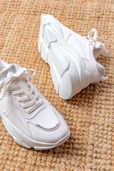 Budi Sp-149 White Silver Laced Mesh Casual Sports Shoes