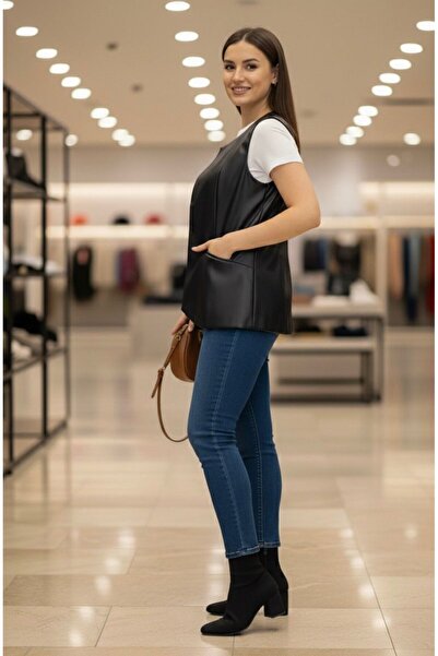 Opera İçi Astarlı Önü Düğmeli Deri Yelek