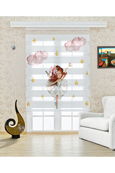 Yznhome Çocuk odası Balerin – Uçuşan Tül Etekli Dansçı Zebra Perde – YZN-341