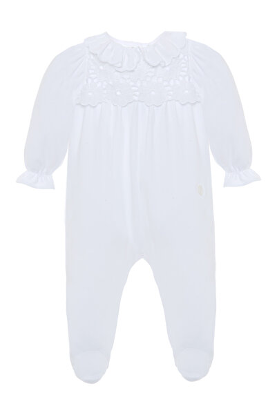 Panço Patachou Newborn White Jumpsuit with Collar Detail
