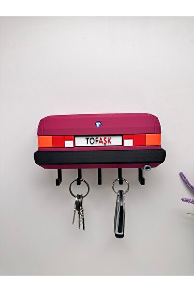 Butik 3D Printing Decorative Tofaş Şahin Model Designed Claret Red Color Key Hanger