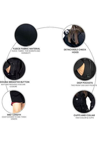 OEM Noroze women's coat, size M, 38 EU, polyester and cotton, with hood, long sleeves, black