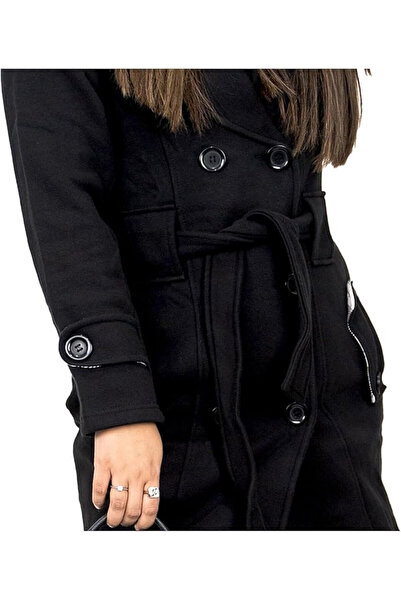 OEM Noroze women's coat, size M, 38 EU, polyester and cotton, with hood, long sleeves, black