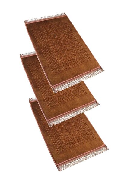Generic 3 Pieces Premium Comfort Prayer Mat Soft and Durable Prayer Mat for Daily Prayers 120x80cm BROWN Co